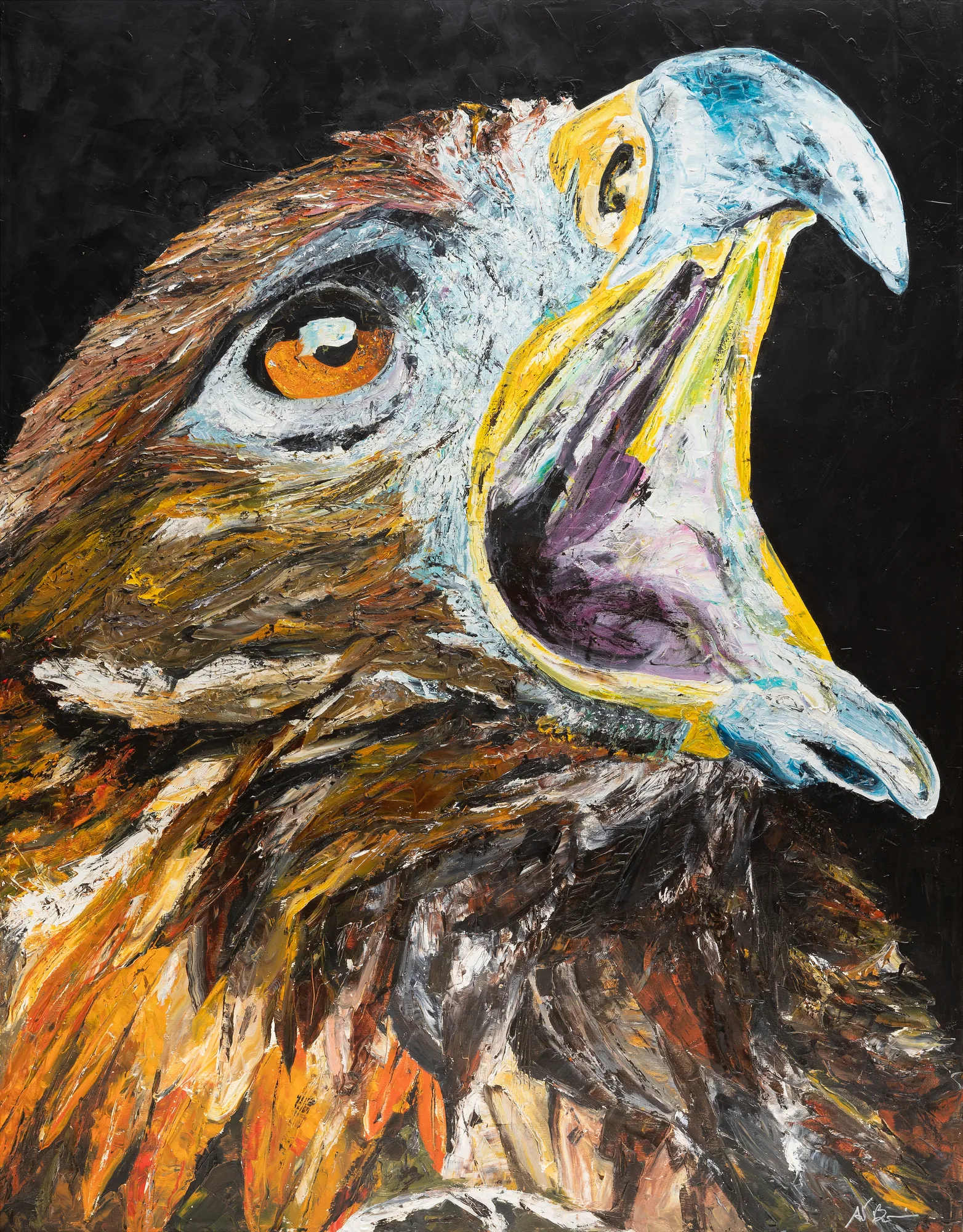 Aquila — rapace dipinto a olio con impasto materico.